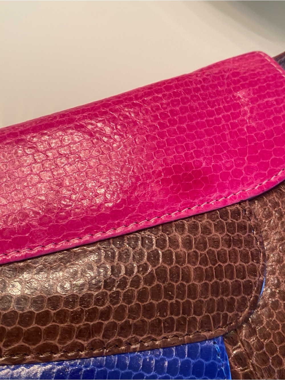 Bundle of 2 Vintage 80s Patchwork & Snakeskin Leather Handbags - Caprice - Picture 8 of 9
